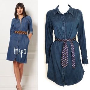 A NEW DAY blue denim or chambray light shirtdress